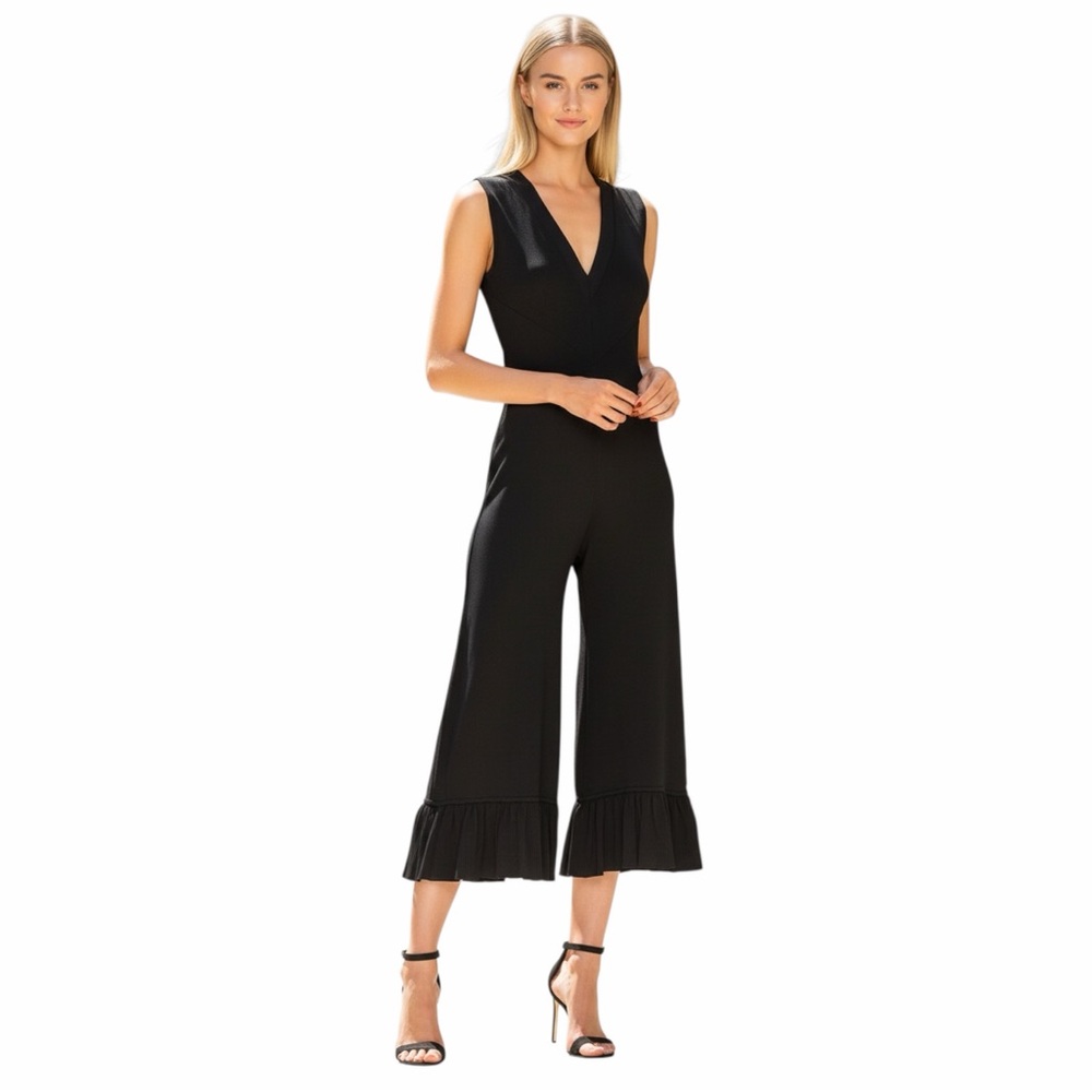 Alexis Safire Black Ruffle Hem Wide Leg Jumpsuit Small